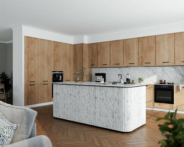 Carrara Bianco Marble Concave Flute Plus - Stone and Tile Projects