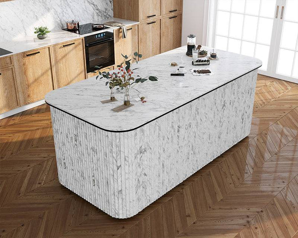 Carrara Bianco Marble Concave Flute Plus - Stone and Tile Projects