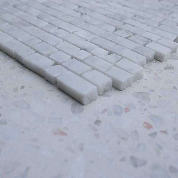 Carrara Bianco Mini Brick Marble Mosaic - Stone and Tile Projects