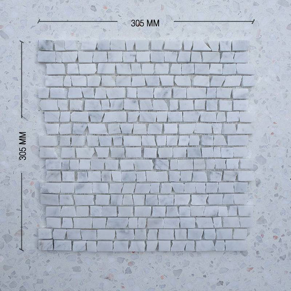 Carrara Bianco Mini Brick Marble Mosaic - Stone and Tile Projects