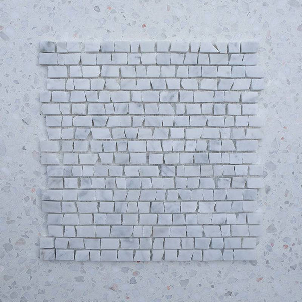 Carrara Bianco Mini Brick Marble Mosaic - Stone and Tile Projects