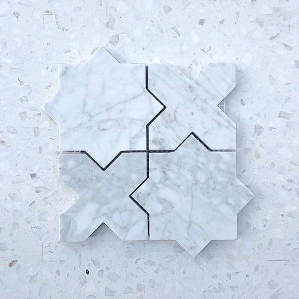Carrara Bianco Star and Cross Geometria - Stone and Tile Projects