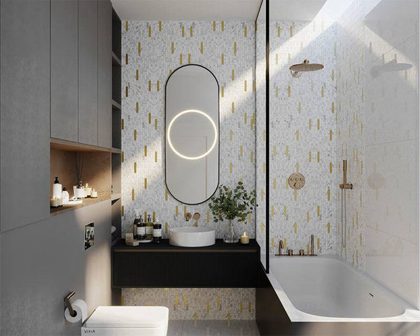 Carrara Tik Tax Gold Marble Mosaic - Stone and Tile Projects