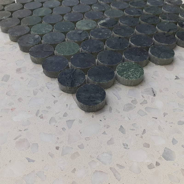 Empero Green Penny Round Marble Mosaic - Stone and Tile Projects