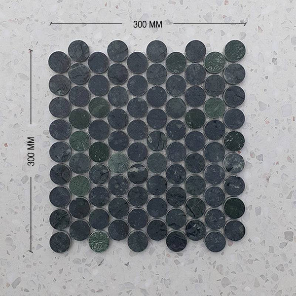 Empero Green Penny Round Marble Mosaic - Stone and Tile Projects