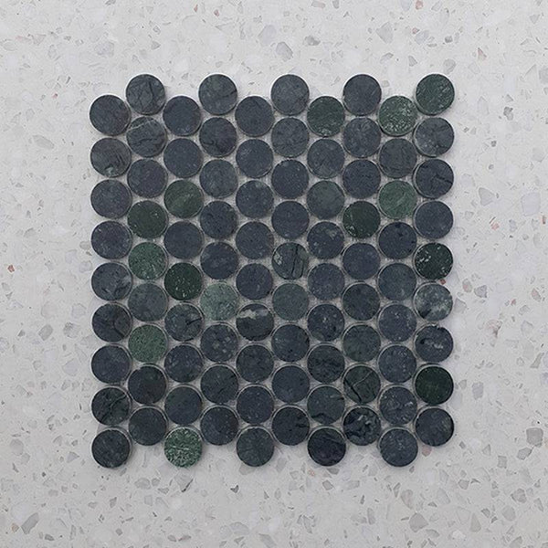 Empero Green Penny Round Marble Mosaic - Stone and Tile Projects