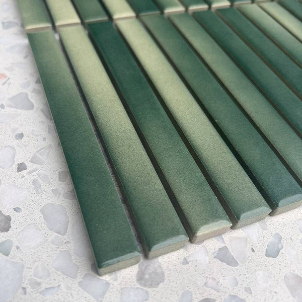 Forest Green Ombre Kit Kat Mosaic 145x15 - Stone and Tile Projects