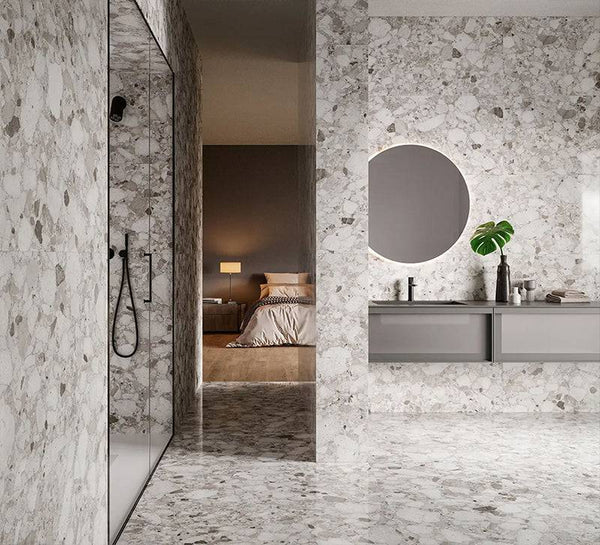 Genoa Grey Coarse Grain Terrazzo Porcelain - Stone and Tile Projects