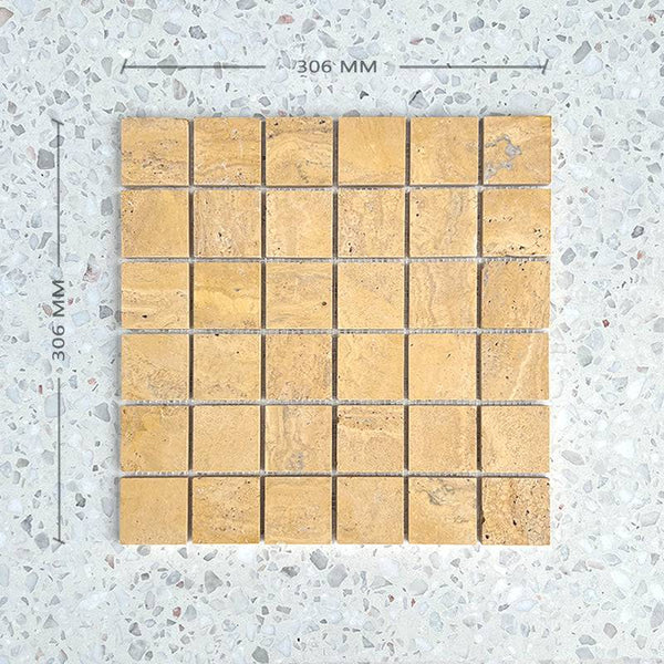 Giallo Italian Travertine Mosaic - Stone and Tile Projects