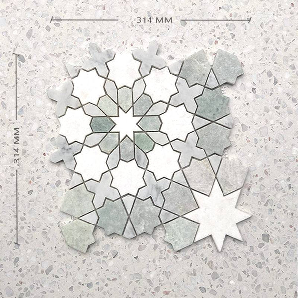 Estrella Paradiso Green and Thasos Mosaic - Stone and Tile Projects