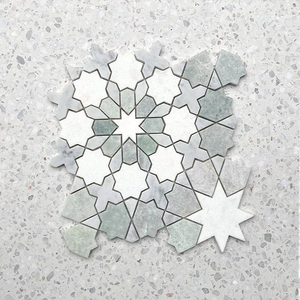 Estrella Paradiso Green and Thasos Mosaic - Stone and Tile Projects