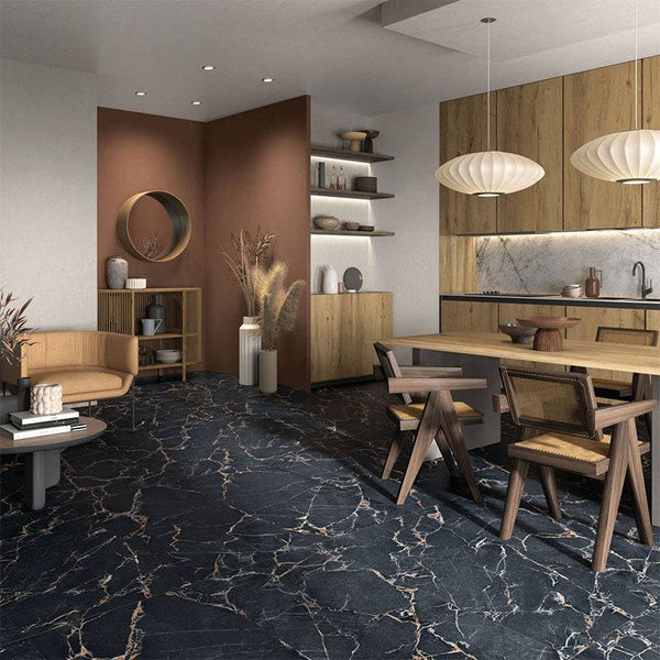 Nero Portoro Gold Italian Porcelain - Stone and Tile Projects