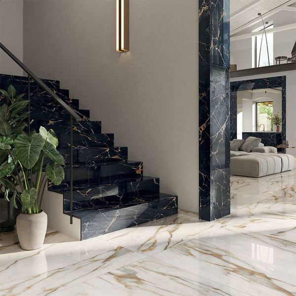 Nero Portoro Gold Italian Porcelain - Stone and Tile Projects