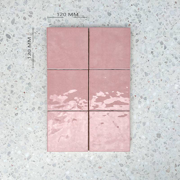 Cass Blush Pink Handmade Ceramic 120x120 - Stone and Tile Projects