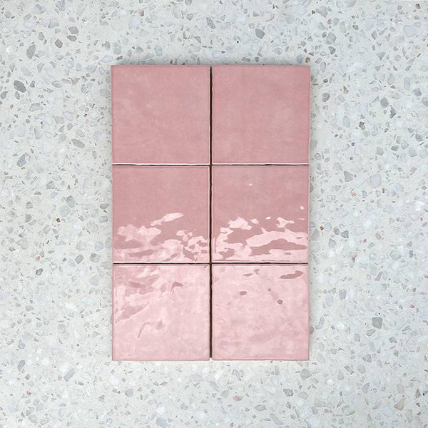 Cass Blush Pink Handmade Ceramic 120x120 - Stone and Tile Projects