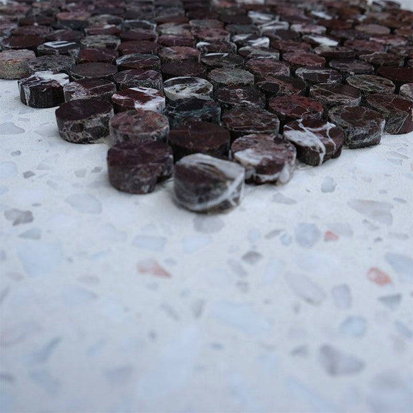 Rojo Violla Marble Penny Round Mosaic - Stone and Tile Projects
