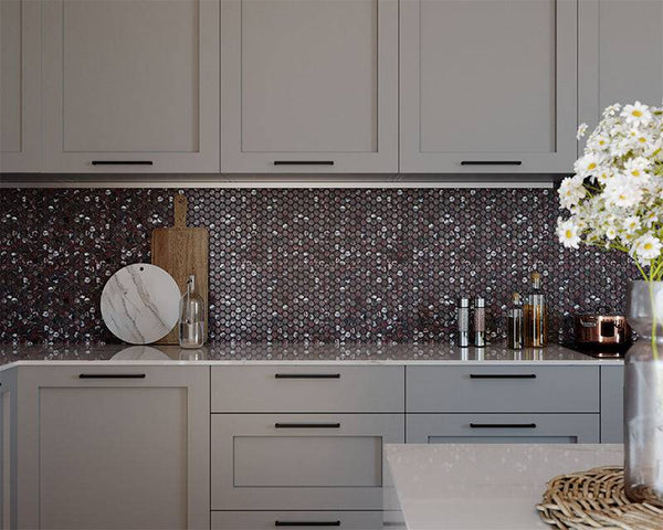 Rojo Violla Marble Penny Round Mosaic - Stone and Tile Projects