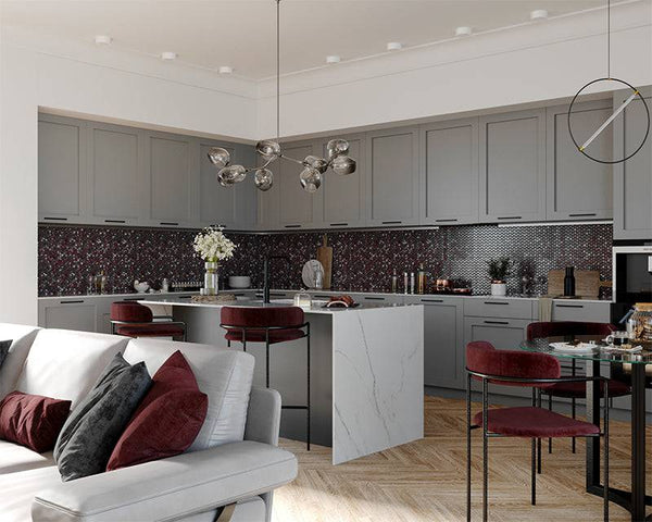 Rojo Violla Marble Penny Round Mosaic - Stone and Tile Projects