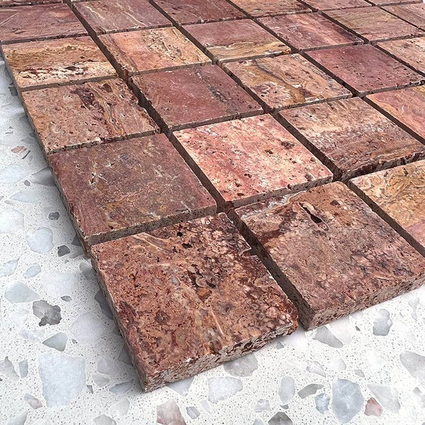 Italian Rosso Travertine Mosaic - Stone and Tile Projects