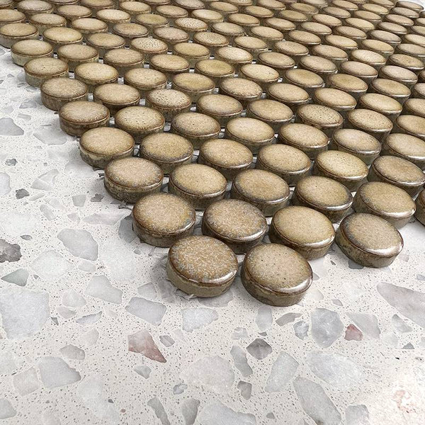 Sand Penny Round Mosaic 19 MM Dia - Stone and Tile Projects