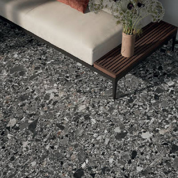 Scuro Cliff Italian Terrazzo Porcelain - Stone and Tile Projects