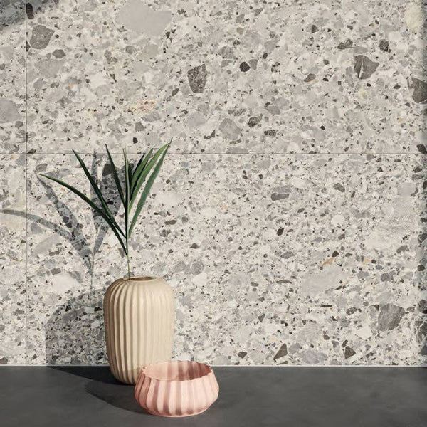 Scuro Salar Italian Terrazzo Porcelain - Stone and Tile Projects