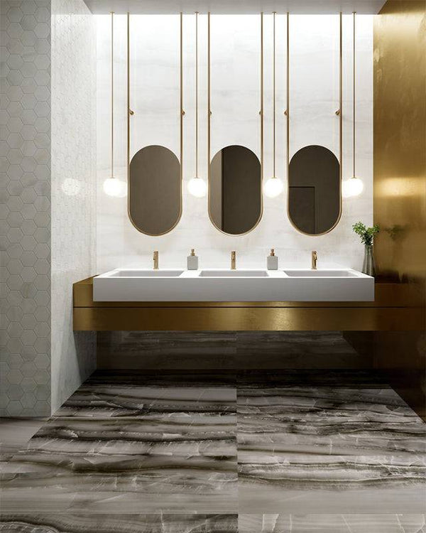 Silk Bianco Pearl Italian Porcelain - Stone and Tile Projects