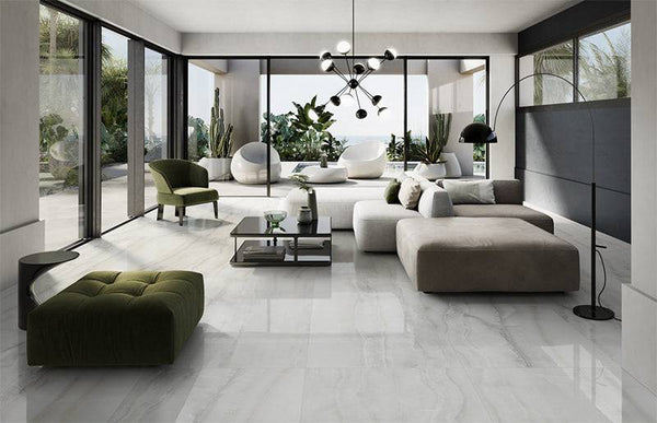 Silk Bianco Pearl Italian Porcelain - Stone and Tile Projects