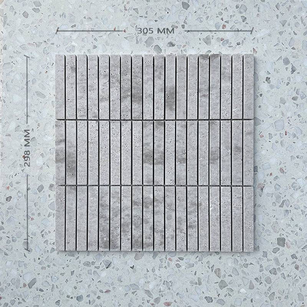 Kit Kat Silver Pearl Travertine Finger Mosaic 98x15 - Stone and Tile Projects