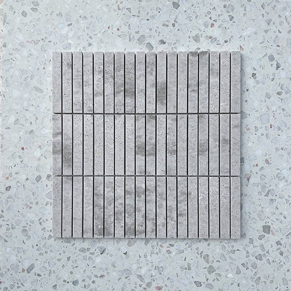 Kit Kat Silver Pearl Travertine Finger Mosaic 98x15 - Stone and Tile Projects
