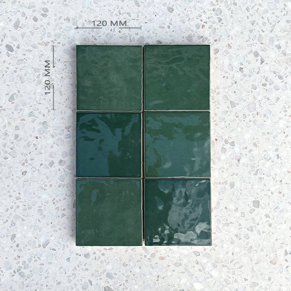 Cass Blush Green Handmade Ceramic 120x120 - Stone and Tile Projects