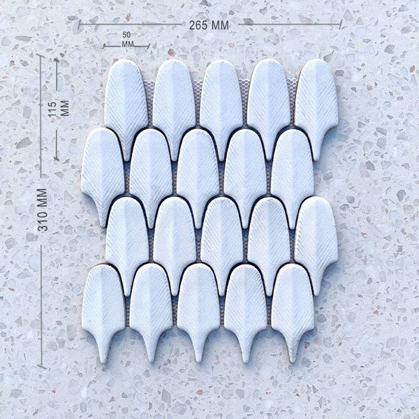 White Gloss Leaf Porcelain Mosaic - Stone and Tile Projects