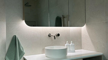 Beige limestone porcelain bathroom renovation