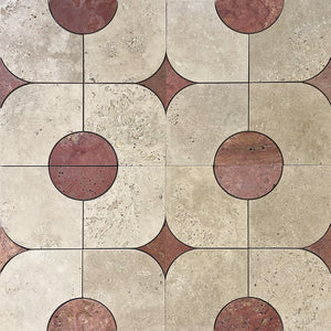 Chiaro Rosso Travertine Stella Cupola mosaic