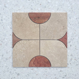 Chiaro Rosso Travertine Stella Cupola mosaic