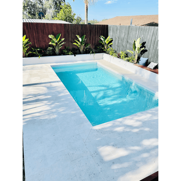 Crema Bianco Tumbled and Sandblasted Limestone - Stone and Tile Projects 