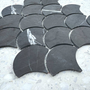 Fiorina Ash Fan shaped Marble Mosaic - Stone and Tile Projects 