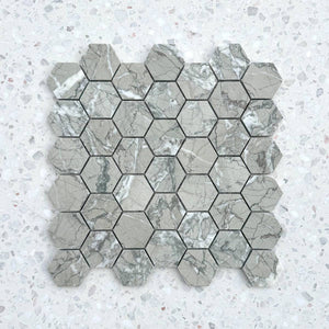 Grigio Bosco Hexagon Marble Mosaic - Stone and Tile Projects 