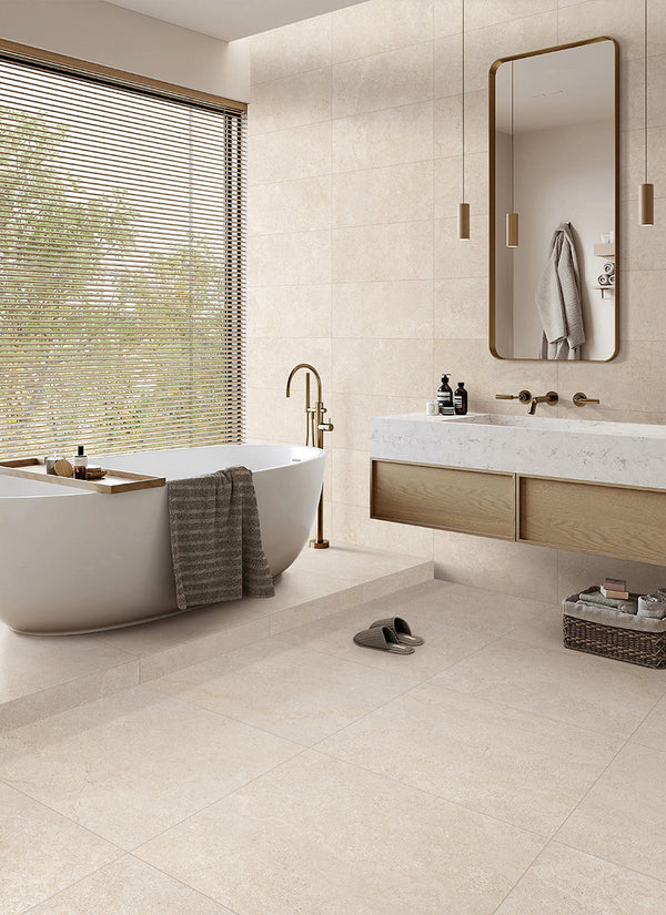 Kashan Limestone Bone Porcelain - Stone and Tile Projects 