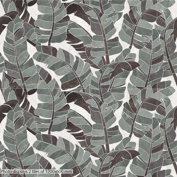 Nuvola Monstera Wallpaper Decor Italian Porcelain - Stone and Tile Projects 