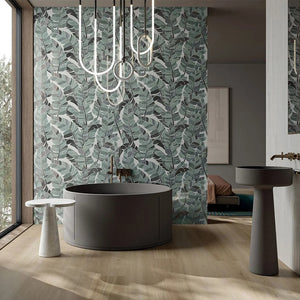 Nuvola Monstera Wallpaper Decor Italian Porcelain - Stone and Tile Projects 