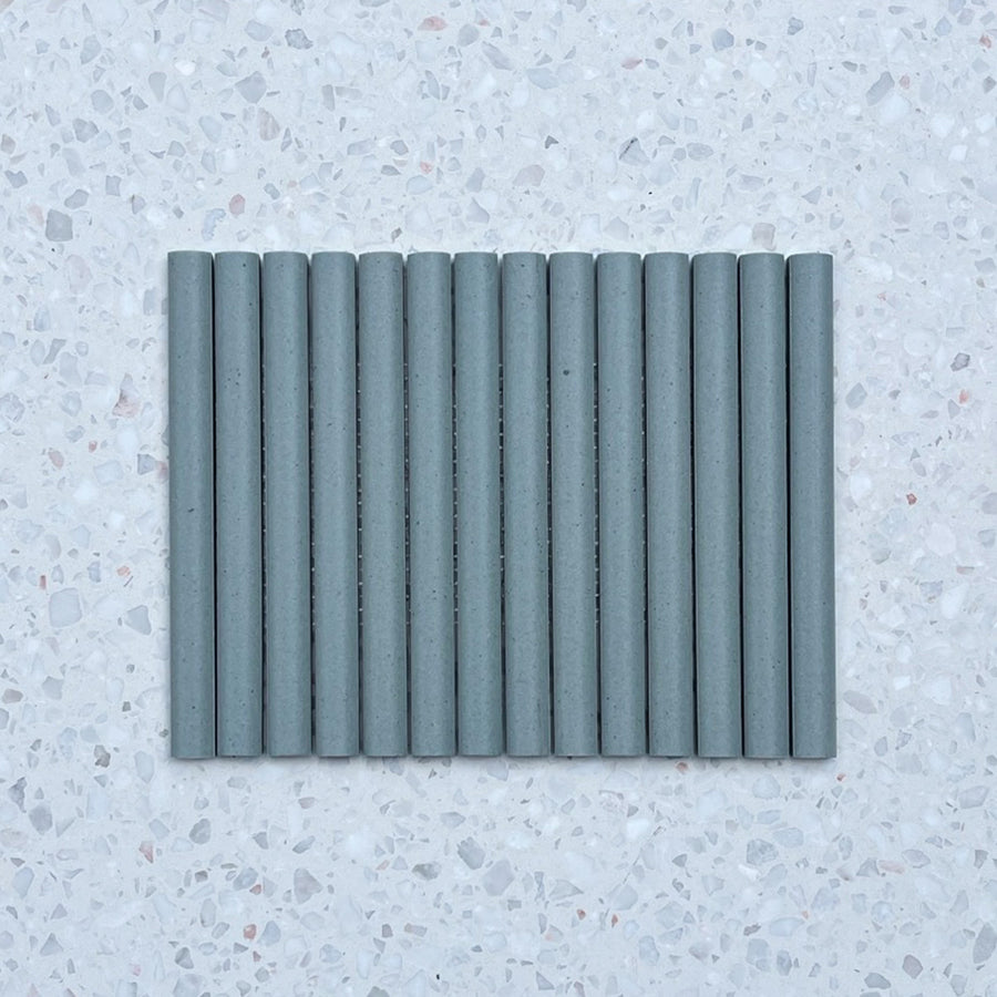 Protaras Green Convex Flute Unglazed Porcelain Mosaic