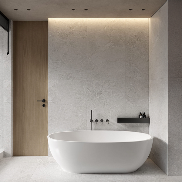 Rhyven White Limestone Porcelain - Stone and Tile Projects 