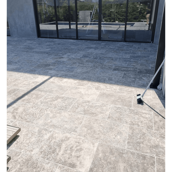 Silver Tumbled Travertine - Stone and Tile Projects 