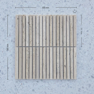 Travertine Chiaro Mini Flute Convex Mosaic