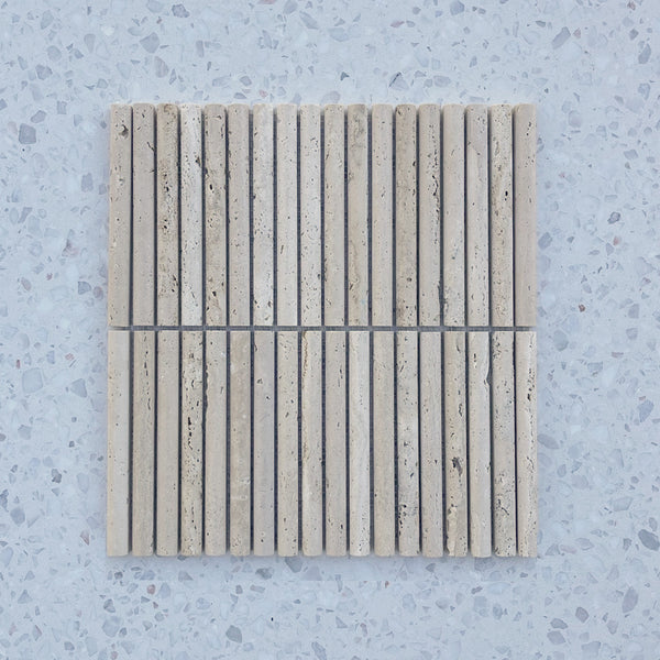 Travertine Chiaro Mini Flute Convex Mosaic