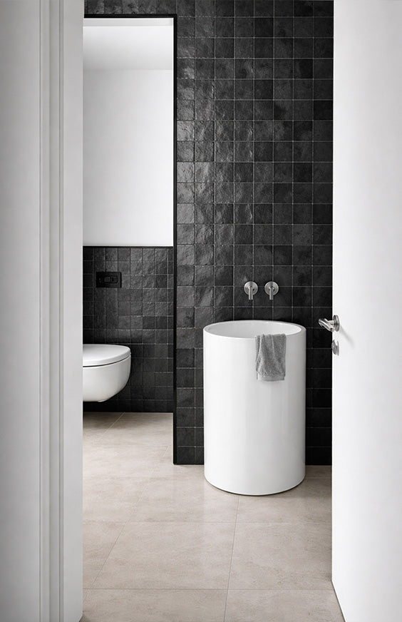 Black Zellige Moroccan Porcelain 100x100 - Stone and Tile Projects 