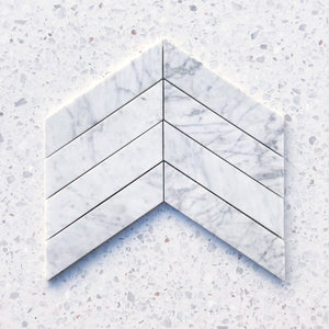Carrara Bianco Chevron Mosaic - Stone and Tile Projects 