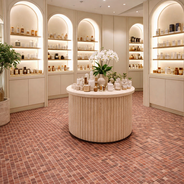 Italian Rosso Travertine Mosaic - Stone and Tile Projects 