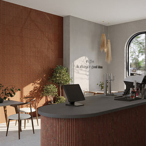 Rosso Travertine Mini Flute Plus Convex Mosaic - Stone and Tile Projects 